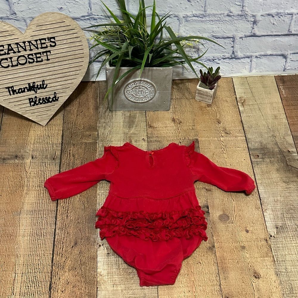 Ruffle Butts red baby one piece snap dress Size 6-12 months Rufflebutts